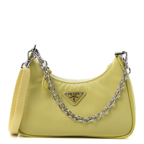 prada nylon yellow|Prada nylon shoulder bag black.